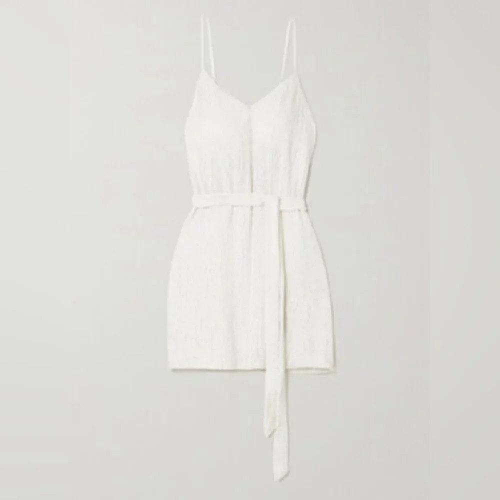 NWT Retrofete Claire White Dress Mini Belted Sequin Strappy Moonglow Bridal XS - Picture 6 of 9